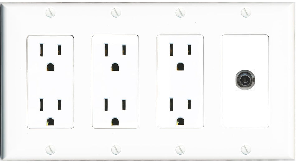 RiteAV 3-5MM Wall Plate 4 Gang with 3 x 15A Duplex Power Outlets