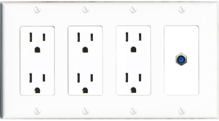 RiteAV F81 Wall Plate 4 Gang with 3 x 15A Duplex Power Outlets