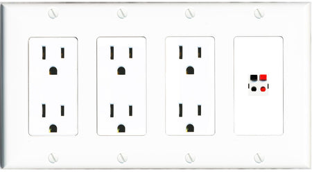 RiteAV SPEAKER Wall Plate 4 Gang with 3 x 15A Duplex Power Outlets