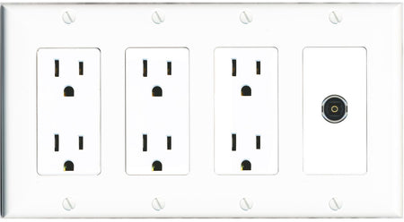 RiteAV TOSLINK Wall Plate 4 Gang with 3 x 15A Duplex Power Outlets