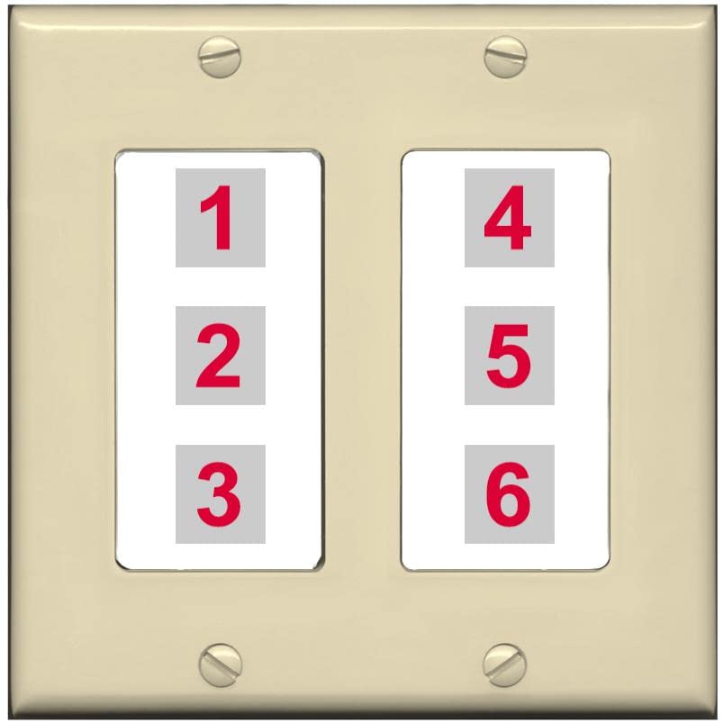 RiteAV 6 Port Custom Wall Plate - 2 Gang [Ivory/White]