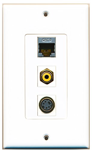 RiteAV 1 Port RCA Yellow 1 Port S-Video 1 Port Shielded Cat6 Ethernet Wall Plate OVERSIZED