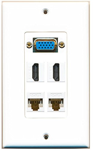 RiteAV (1 Gang Decorative Svga 2 HDMI 2 Cat6 White Wall Plate White