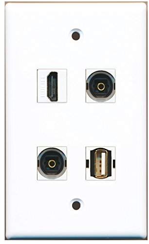 RiteAV - 1 Port HDMI 1 Port USB A-A 2 Port Toslink Wall Plate