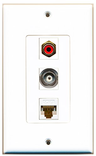RiteAV 1 Port RCA Red 1 Port BNC 1 Port Cat6 Ethernet White Wall Plate OVERSIZED