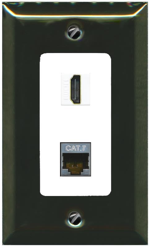 RiteAV HDMI and Cat7 Wall Plate - 1 Gang [Brass/White]