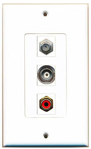 RiteAV 1 Port RCA Red 1 Port Coax Cable TV- F-Type 1 Port BNC Wall Plate OVERSIZED