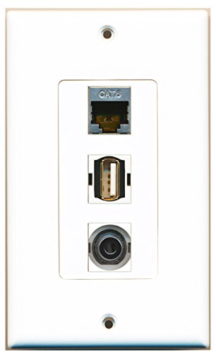 RiteAV 1 Port USB A-A 1 Port Shielded Cat6 Ethernet 1 Port 3.5mm Wall Plate OVERSIZED