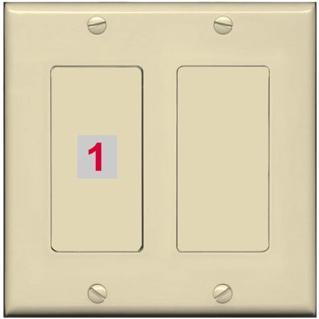 RiteAV Custom Wall Plate 1 Port - 2 Gang [Ivory/Ivory]