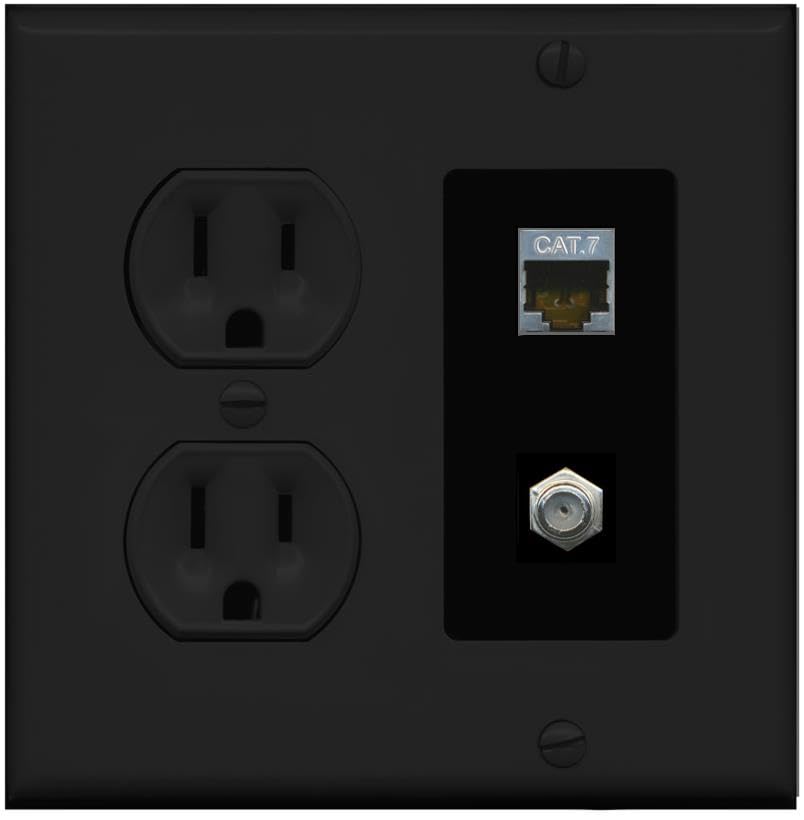 RiteAV Coax and Cat7 Wall Plate - Round Outlet [Black/Black]