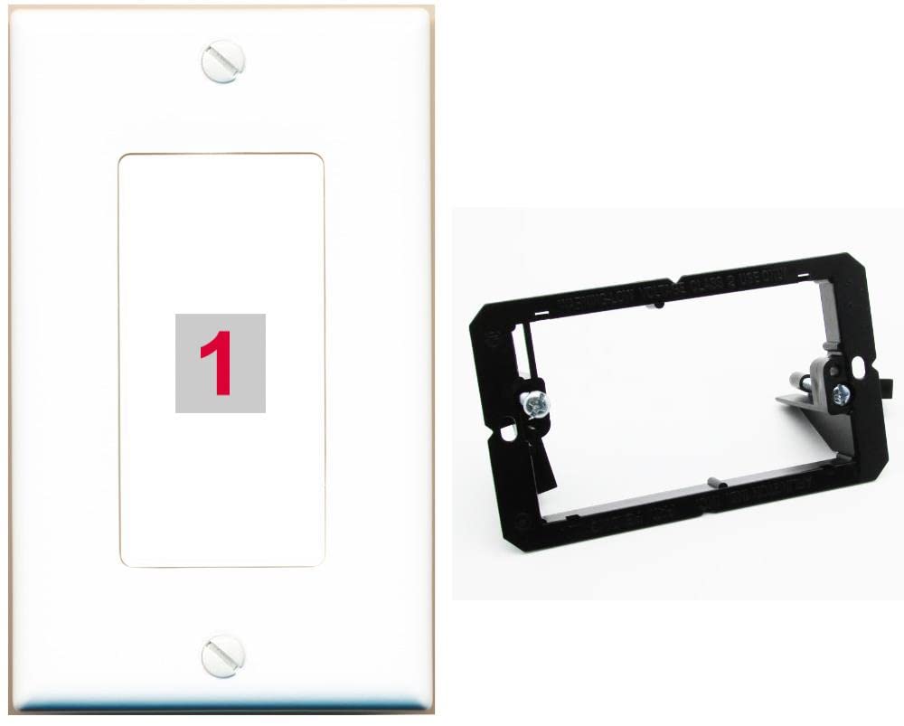 RiteAV Custom Wall Plate 1 Port - 1 Gang w-Bracket [White/White]