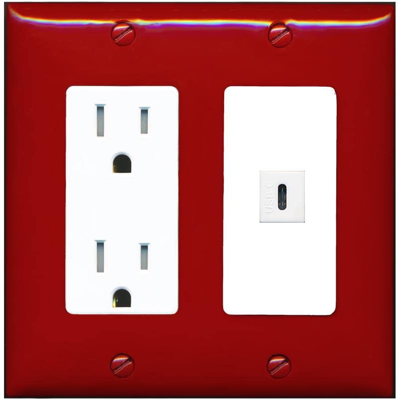 RiteAV USBC Wall Plate - Tamper-Resistant [Red/White]