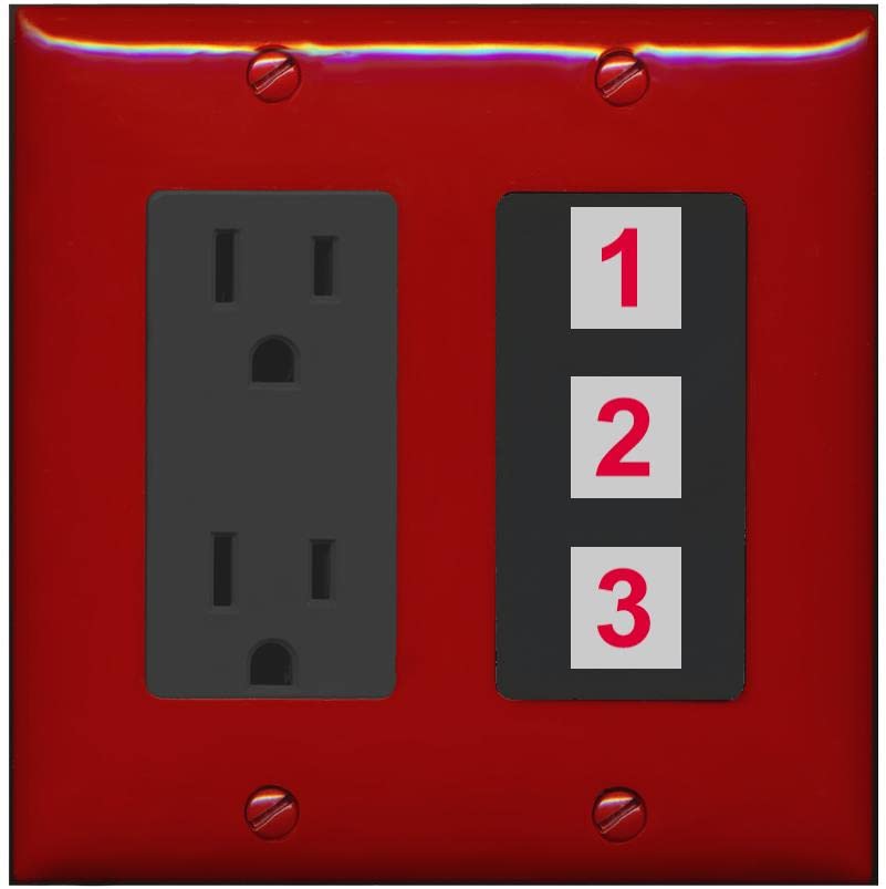 RiteAV Custom Wall Plate 3 Port - Outlet [Red/Black]