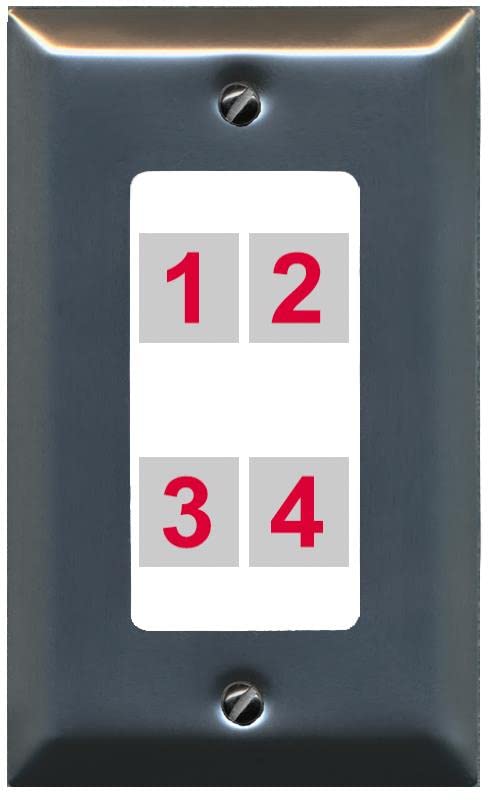 RiteAV Custom 4 Port Custom Wall Plate - 1 Gang [Brushed-Nickel/White]