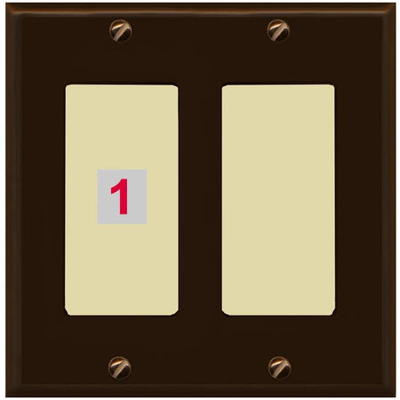 RiteAV Custom Wall Plate 1 Port - 2 Gang [Brown/Ivory]