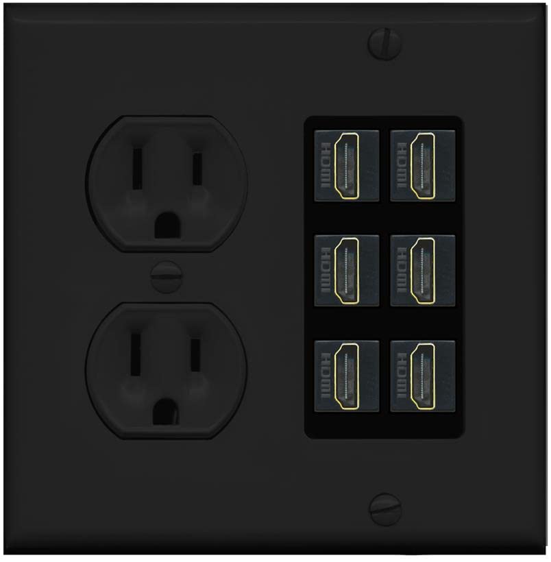 RiteAV HDMI Wall Plate 6 Port - Round Outlet [Black/Black]