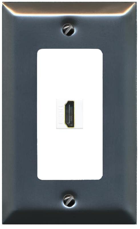 RiteAV Custom HDMI Wall Plate 1 Port - 1 Gang [Brushed-Nickel/White]