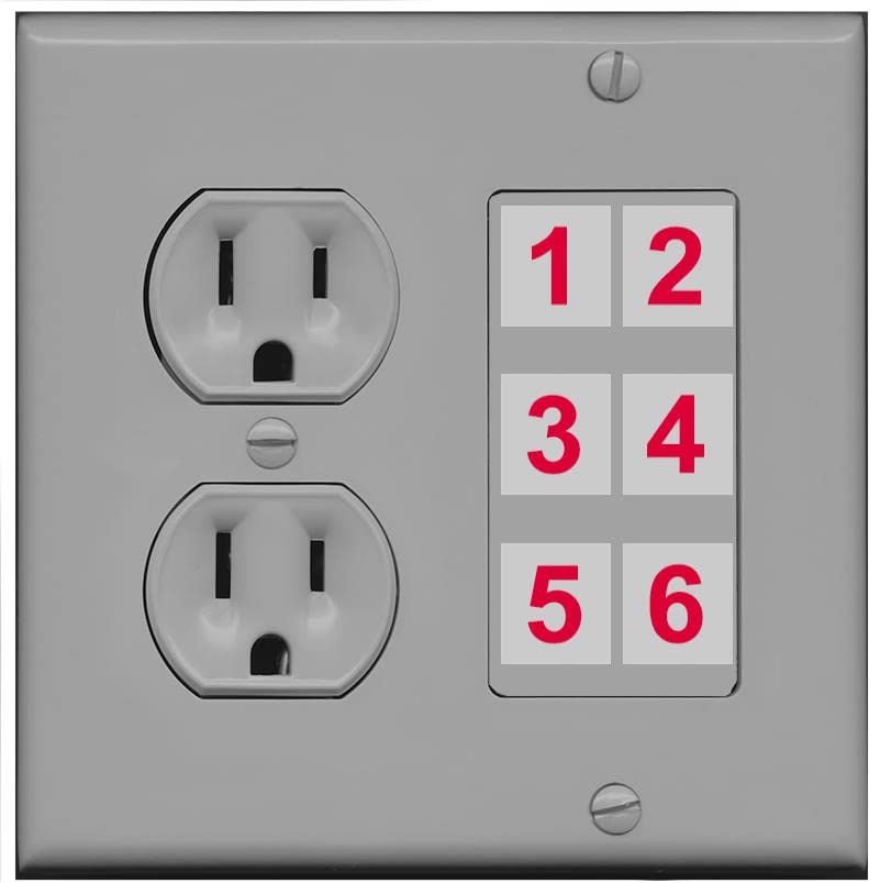 RiteAV 6 Port Custom Wall Plate - Round Outlet [Gray/Gray]