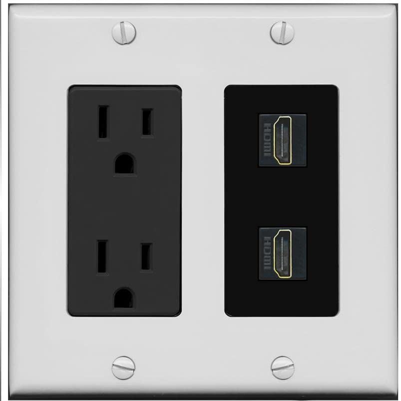 RiteAV HDMI Wall Plate 2 Port - Outlet [Gray/Black]