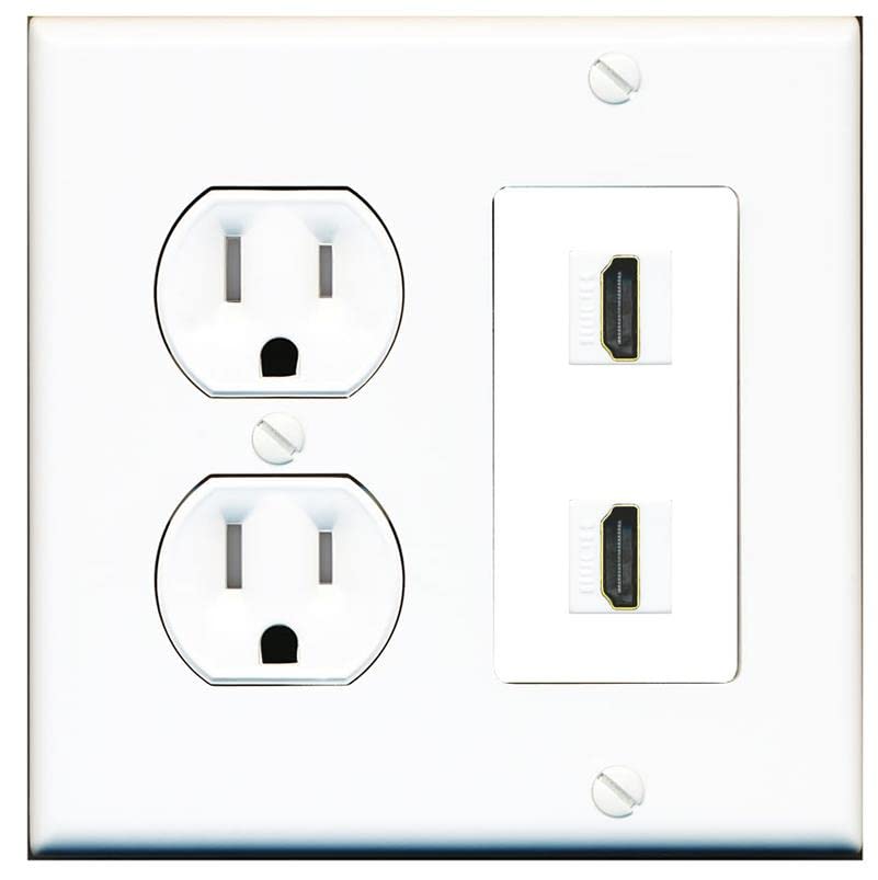 RiteAV HDMI Wall Plate 2 Port - Tamper Res Round [White/White]