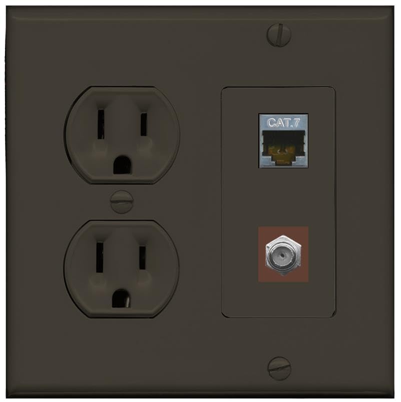 RiteAV Coax and Cat7 Wall Plate - Round Outlet [Brown/Brown]