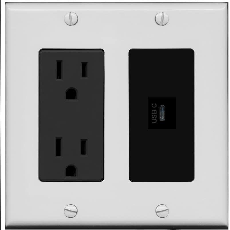 RiteAV USBC Wall Plate - Outlet [Gray/Black]