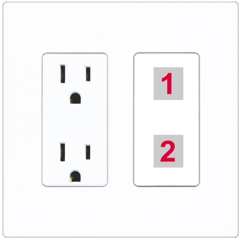 RiteAV Custom Wall Plate 2 Port - Outlet [Screwless White]