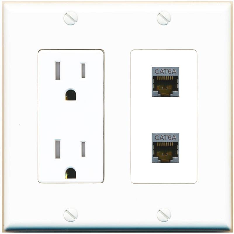 RiteAV 2 Port Cat6A Wall Plate - Tamper-Resistant [White/White]