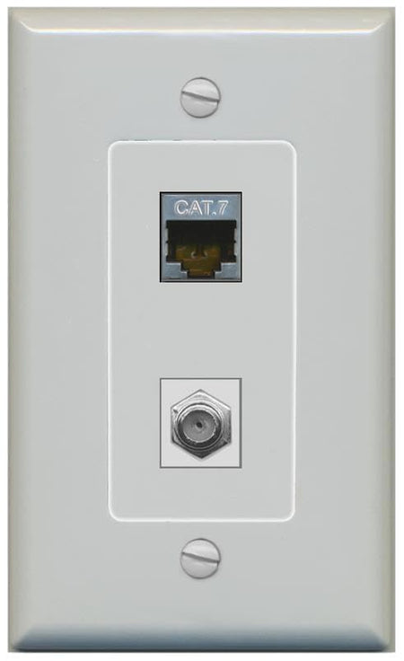 RiteAV Coax and Cat7 Wall Plate - 1 Gang [Gray/Gray]