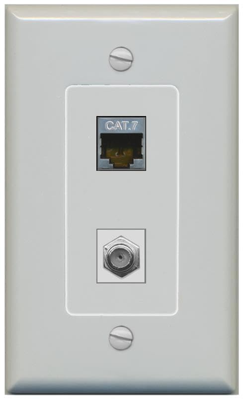 RiteAV Coax and Cat7 Wall Plate - 1 Gang [Gray/Gray]