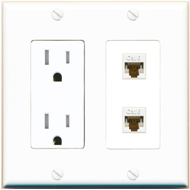 RiteAV 2 Port Cat6 Ethernet Wall Plate - Tamper-Resistant [White/White]