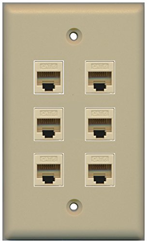 RiteAV (1 Gang Flat 6 Cat6 Ivory Wall Plate Ivory