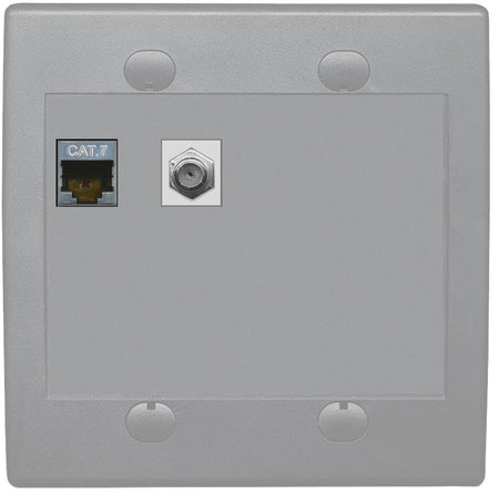 RiteAV Coax and Cat7 Wall Plate - Flat 2 Gang [Gray/Gray]