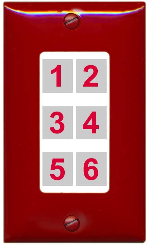 RiteAV 6 Port Custom Wall Plate - 1 Gang [Red/White]