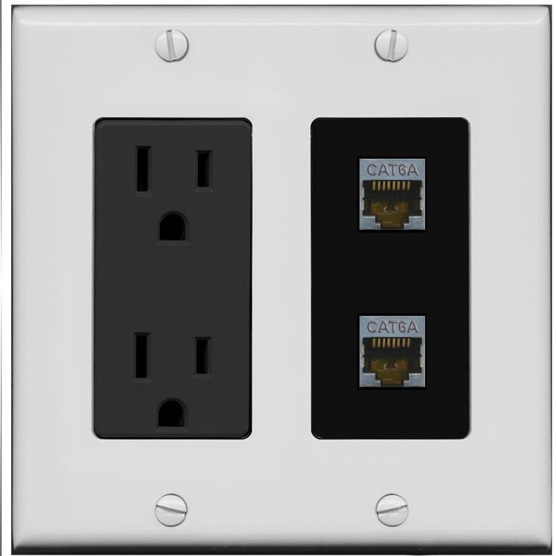 RiteAV 2 Port Cat6A Wall Plate - Outlet [Gray/Black]