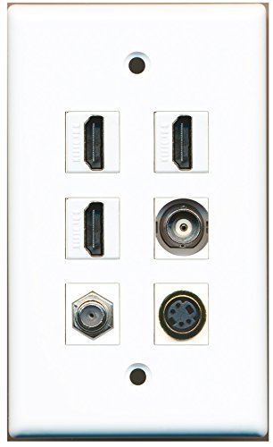 RiteAV - 3 HDMI 1 Port Coax Cable TV- F-Type 1 Port S-Video 1 Port BNC Wall Plate