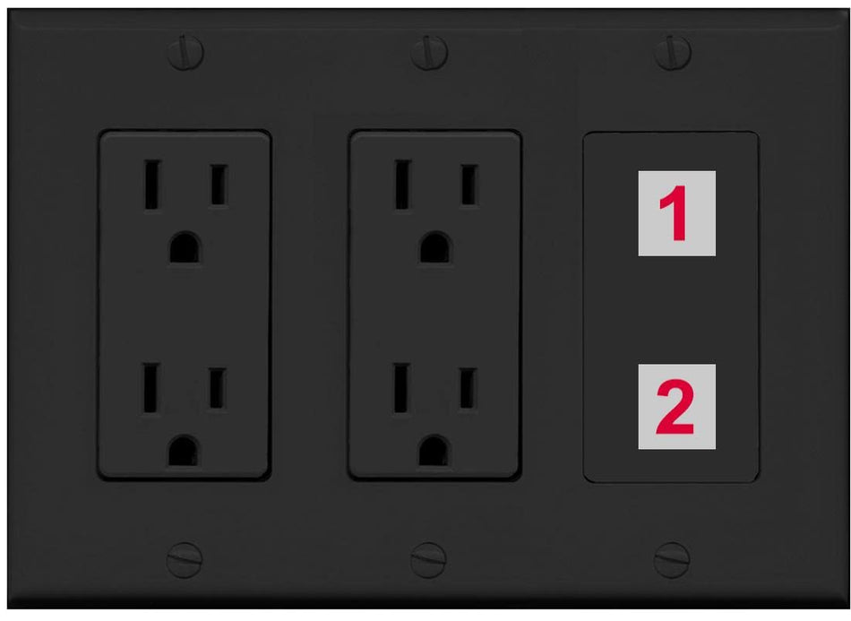 RiteAV Custom Wall Plate 2 Port - 3G Dual Outlet [Black/Black]