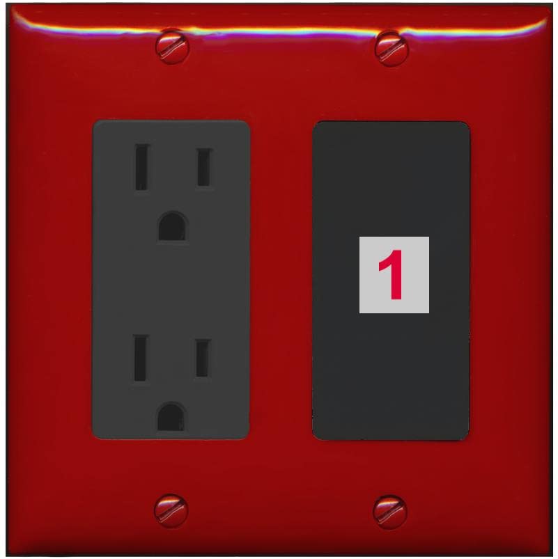 RiteAV Custom Wall Plate 1 Port - Outlet [Red/Black]