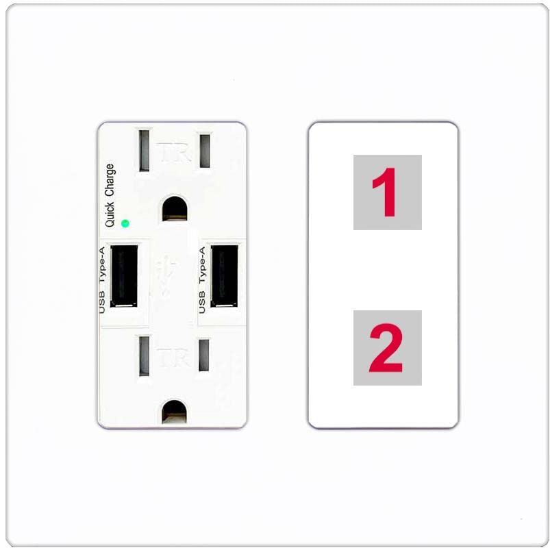 RiteAV Custom Wall Plate 2 Port - USB Charger [Screwless White]