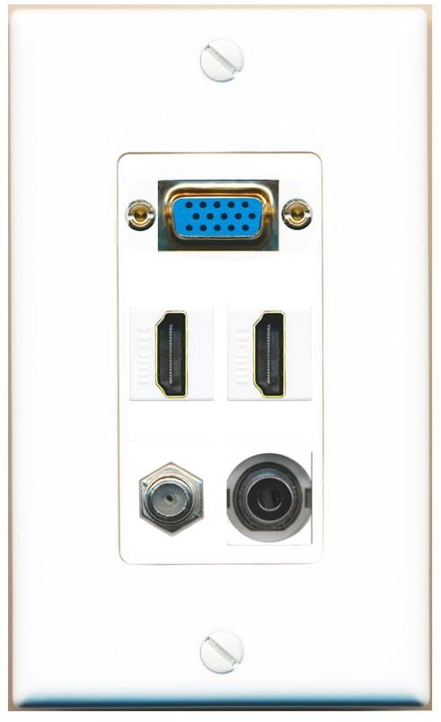 RiteAV SVGA + 3.5mm COAX 2 HDMI Wall Plate [White]