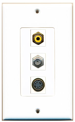 RiteAV 1 Port RCA Yellow 1 Port Coax Cable TV- F-Type 1 Port S-Video Wall Plate OVERSIZED