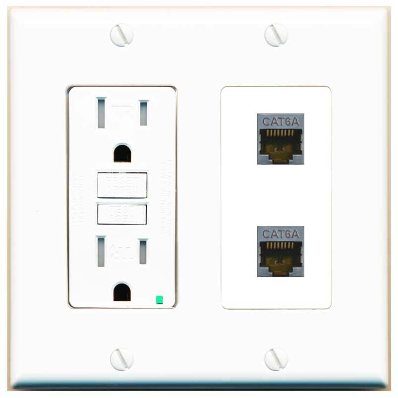 RiteAV 2 Port Cat6A Wall Plate - GFCI [White/White]