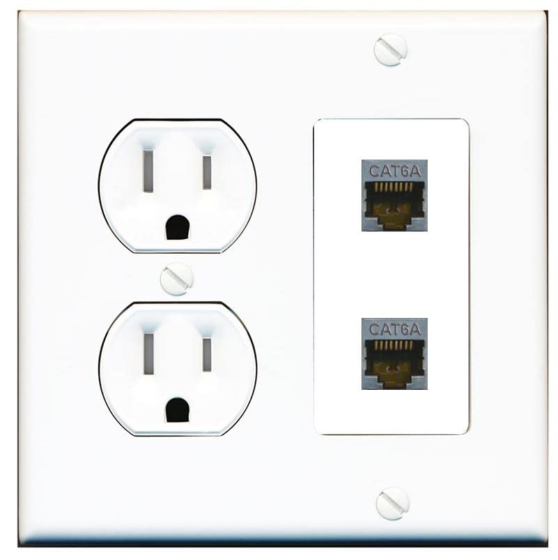 RiteAV 2 Port Cat6A Wall Plate - Tamper Res Round [White/White]