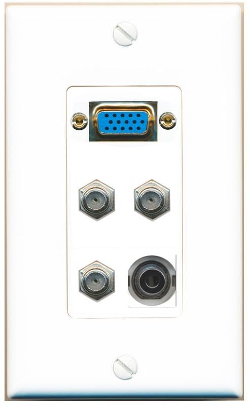 RiteAV SVGA + 3.5mm 3 COAX Wall Plate [White]