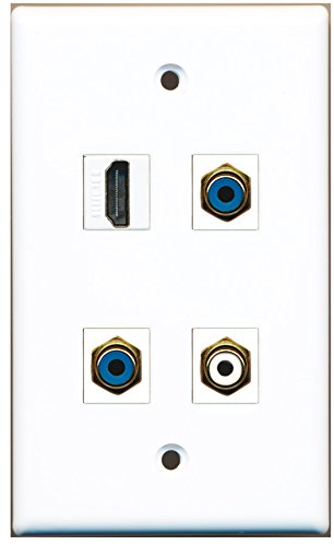 RiteAV - 1 Port HDMI 1 Port RCA White 2 Port RCA Blue Wall Plate