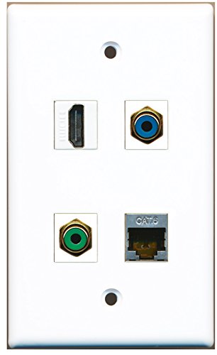 RiteAV - 1 Port HDMI 1 Port RCA Green 1 Port RCA Blue 1 Port Shielded Cat6 Ethernet Wall Plate