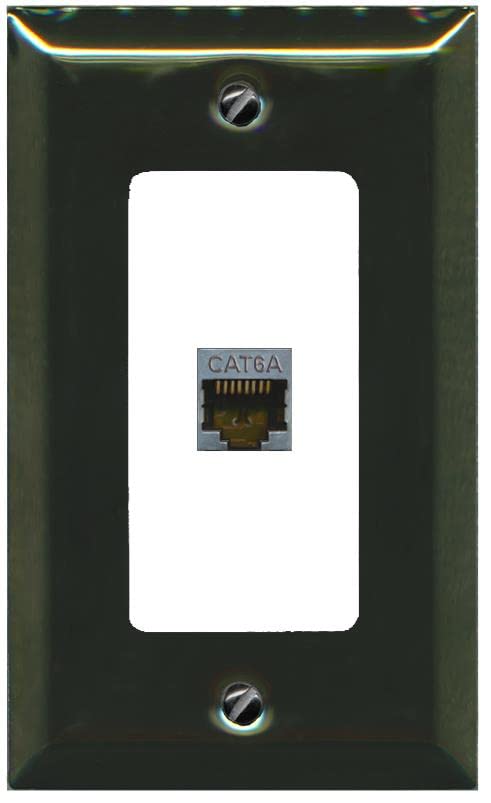 RiteAV 1 Port Cat6A Wall Plate - 1 Gang [Brass/White]