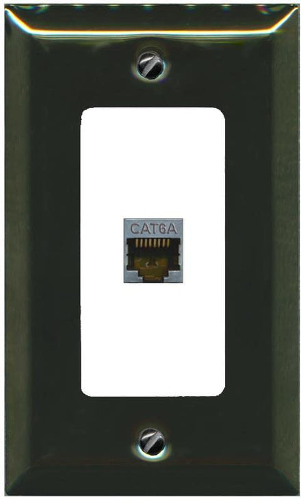 RiteAV 1 Port Cat6A Wall Plate - 1 Gang [Brass/White]