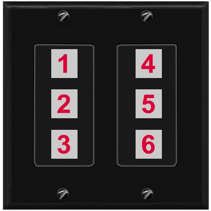 RiteAV 6 Port Custom Wall Plate - 2 Gang [Black/Black]