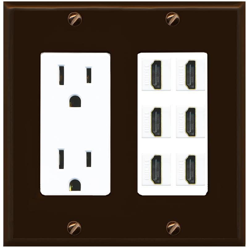 RiteAV HDMI Wall Plate 6 Port - Outlet [Brown/White]